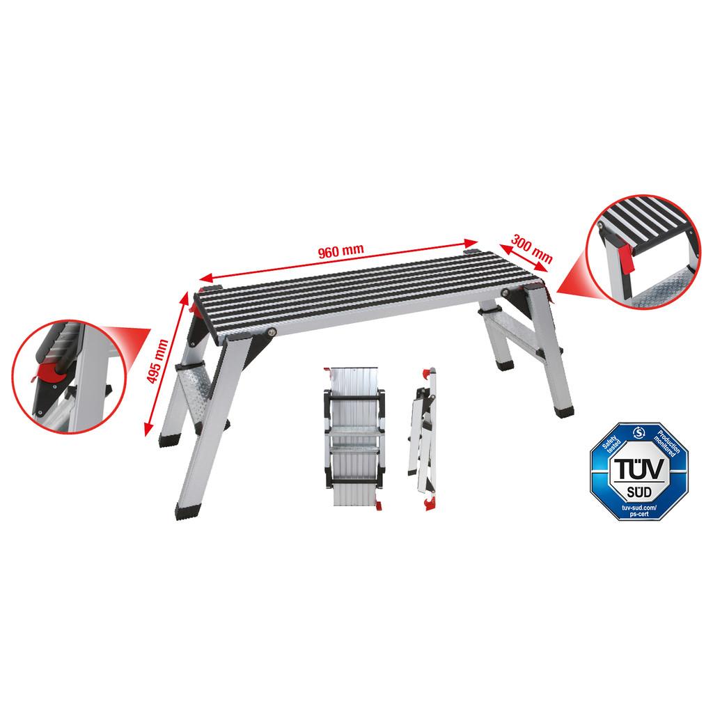 Platformă de siguranță din aluminiu, dimensiuni 1270 x 446 x 495 mm