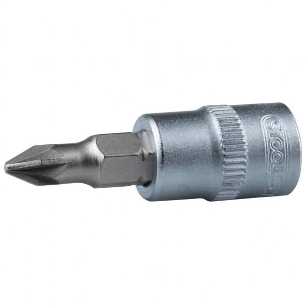 Cheie tubulară KS TOOLS 911.1377-E, profil Pozidrive, antrenor pătrat 1/4 inch, deschidere PZ1, lungime 37 mm, oțel crom-vanadiu