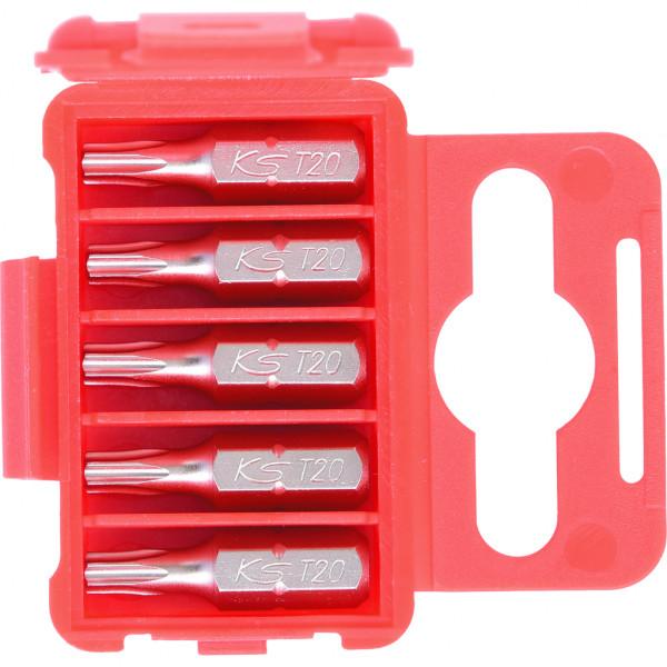 Set de 5 biți pentru înșurubare KS TOOLS, profil Torx T20, 25 mm, oțel de scule