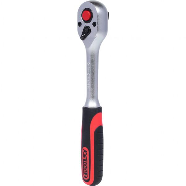 Cheie cu Clichet KS TOOLS 914.3890, Antrenor Pătrat 3/8 Inch, 72 Dinți, Lungime 200 mm, Cuplu Maxim de Strângere 242 Nm, Oțel Crom Vanadiu