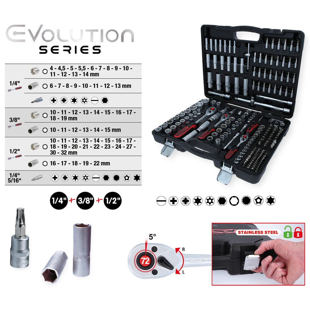 Set de Chei Tubulare 195 Piese, Dimensiuni 1/4