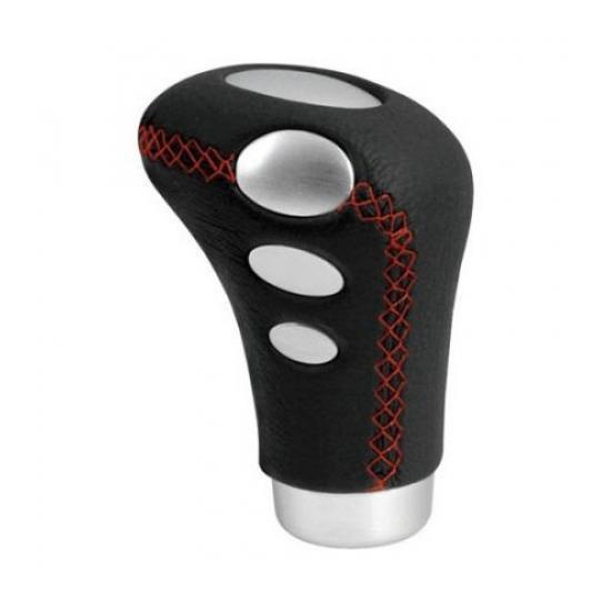 Nucă pentru schimbător auto LAMPA Cobra, model LAM00078, negru cu cusături roșii