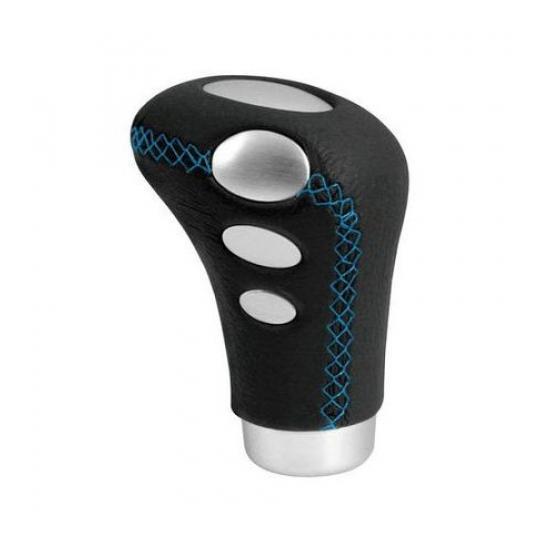 Nucă pentru schimbător auto LAMPA COBRA, model LAM00080, neagră cu cusături albastre