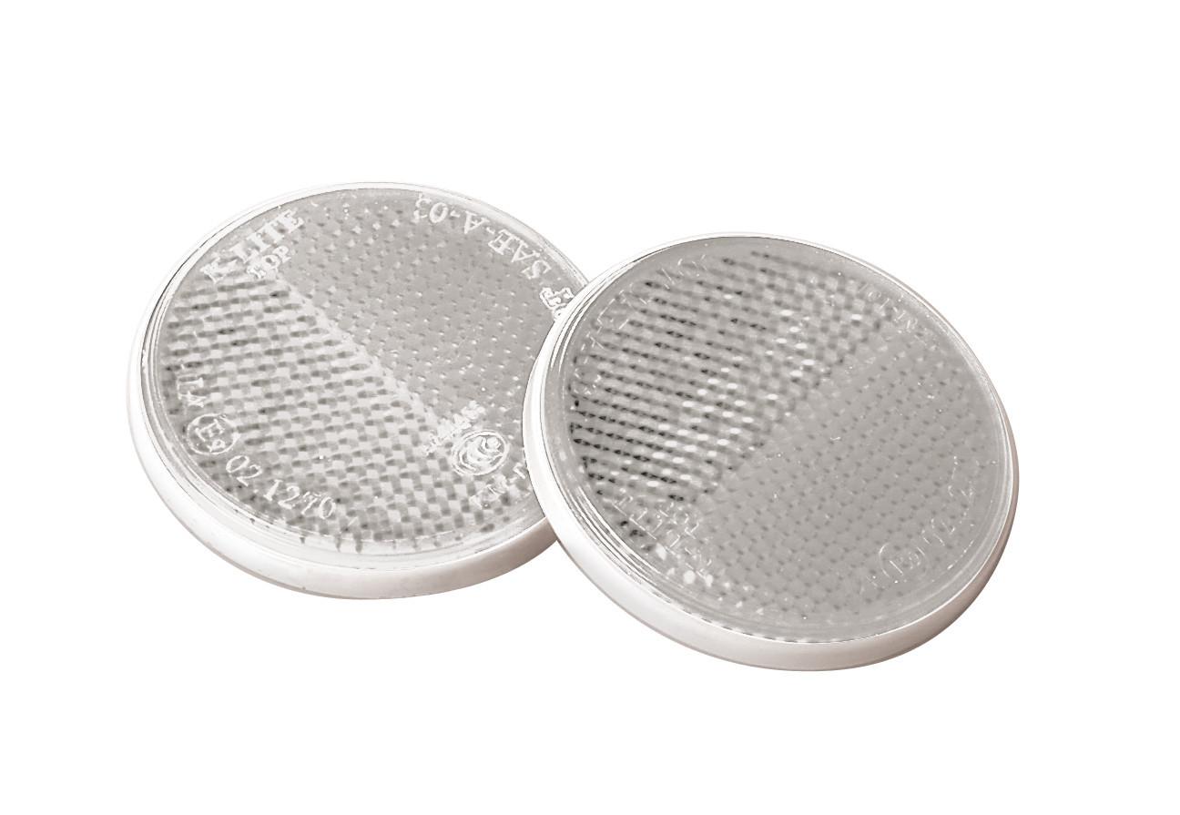 Set de 2 Catadioptri Reflectorizanți LAMPA LAM20544, Diametru 65 mm, Culoare Albă, Aprobat E11 - 02 0623