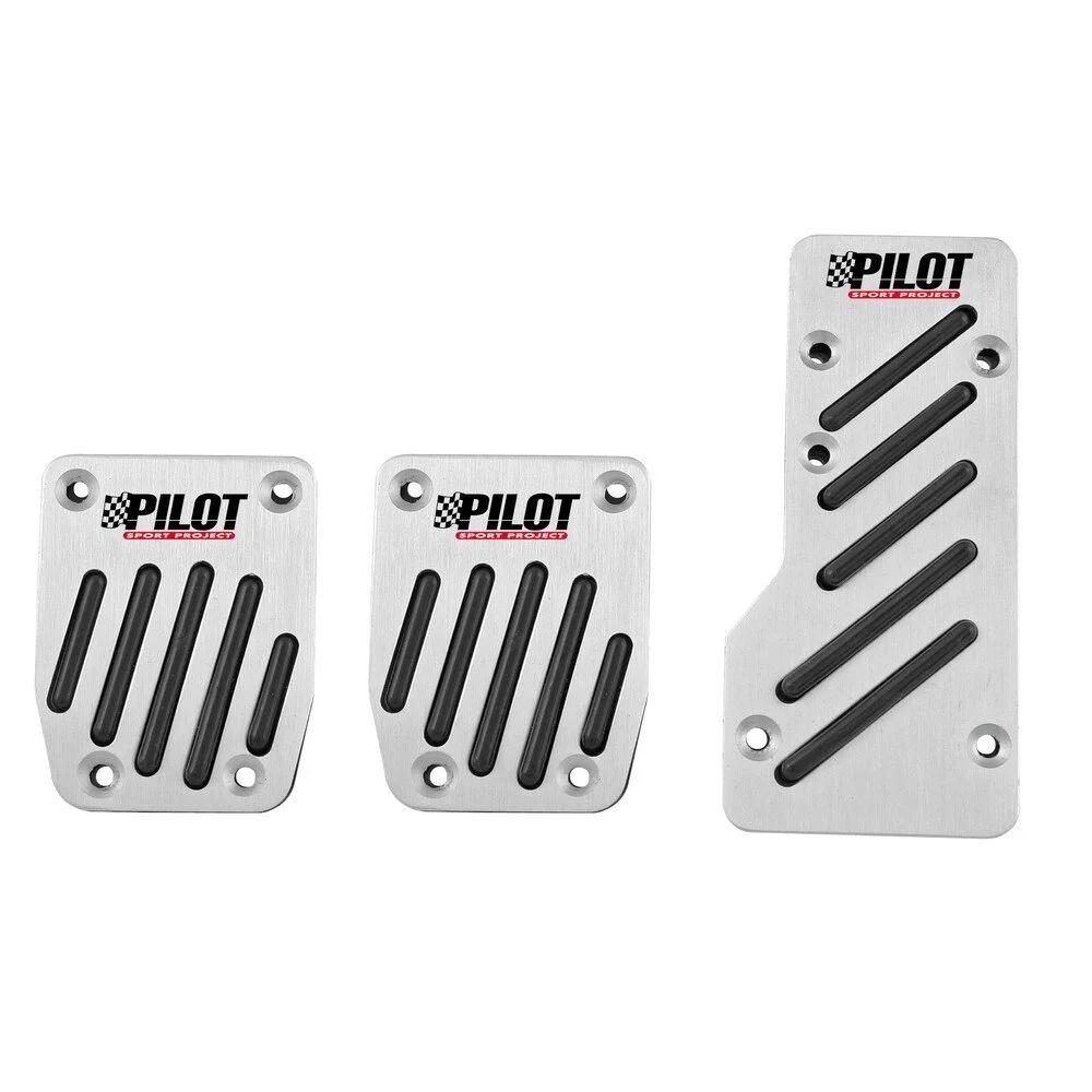 Set de 3 plăcuțe pentru pedale auto LAMPA Race 2 LAM27999, din aluminiu cu inserții de cauciuc, fixare cu clemă sau șurub