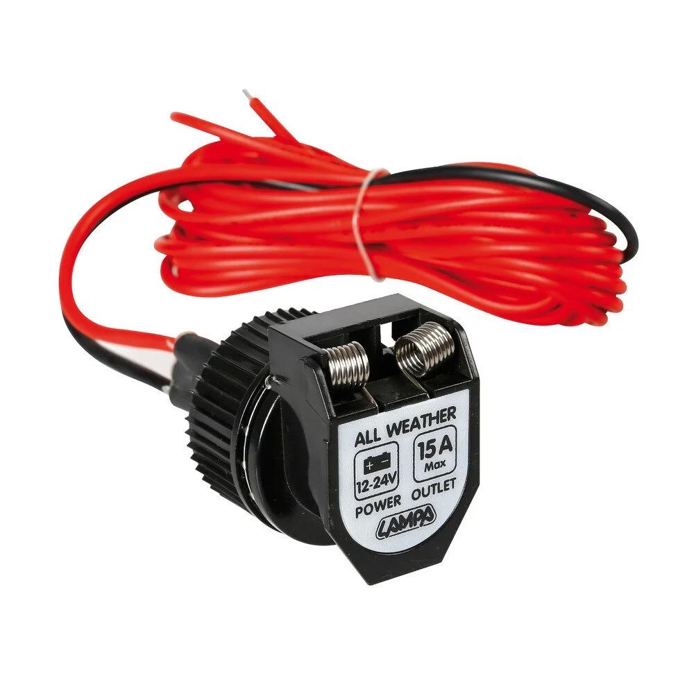 Priză Auto Brichetă LAMPA All Weather, Rezistentă la Apă, 12/24V, Cablu 3.6m, Model LAM38969