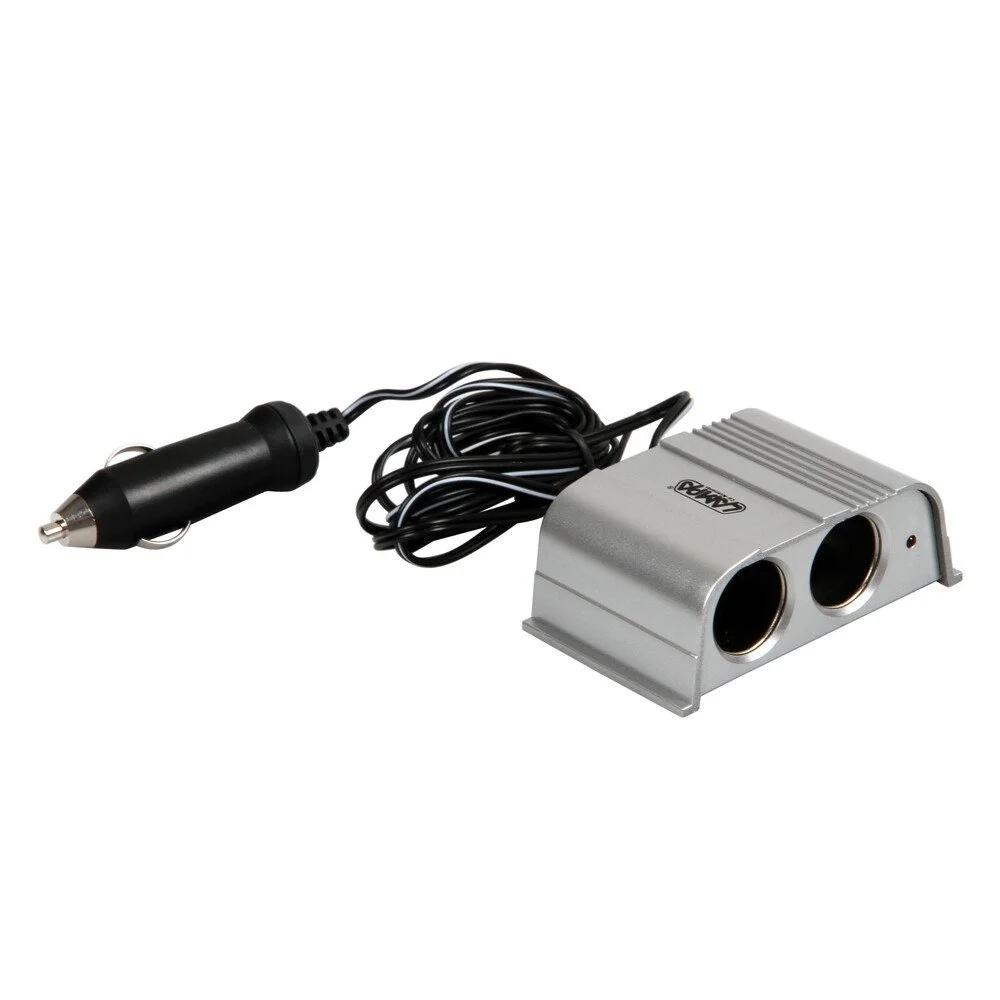 Priză dublă auto LAMPA LAM39068, 12/24V, cu iluminare LED și prelungitor de cablu de 200 cm