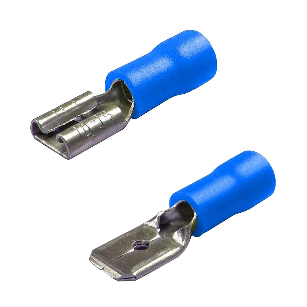 Set de 40 papuci electrici LAMPA LAM45052, pentru conectare mama-tata, dimensiuni 6.3 x 0.8 mm, culoare albastru