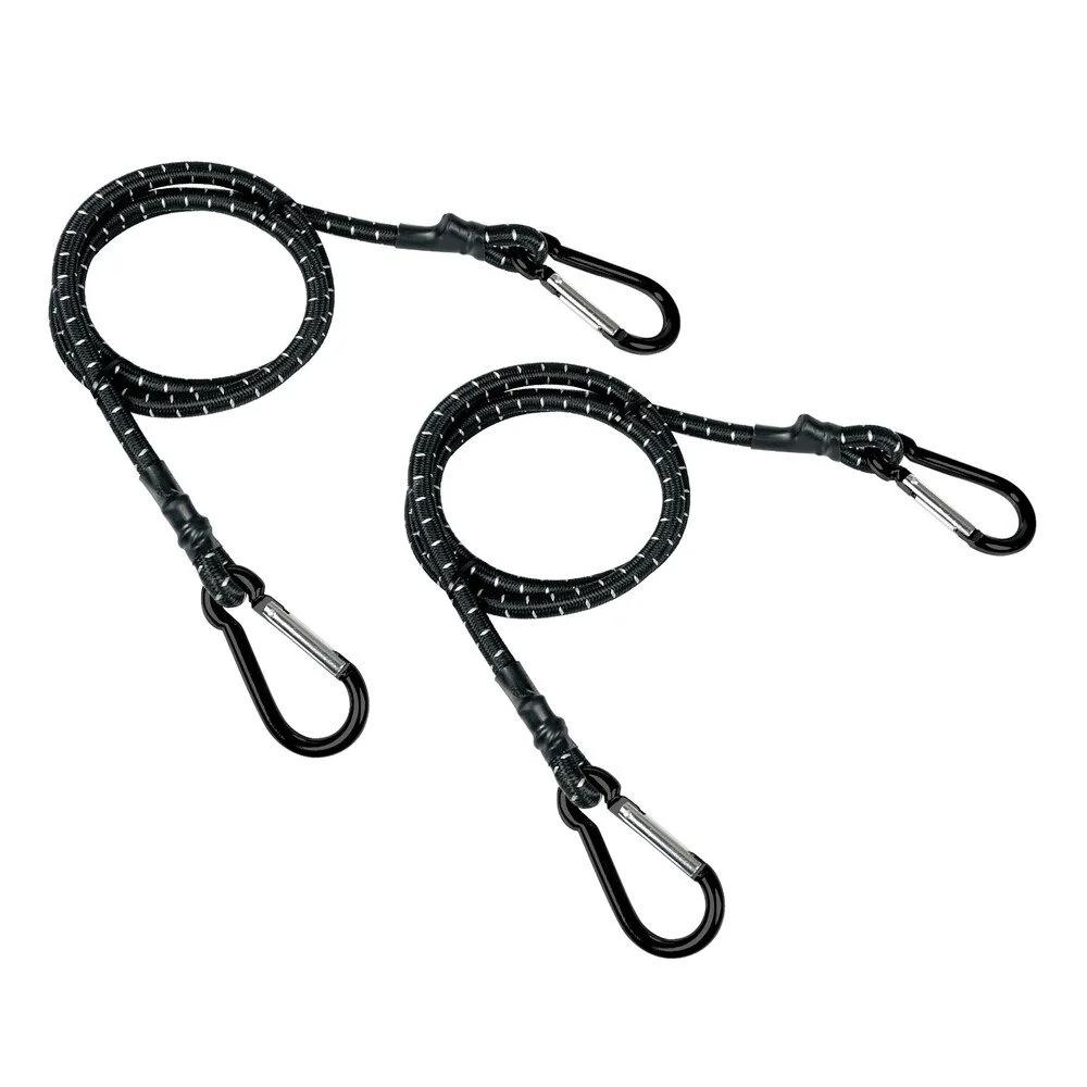 Set de 2 Corzi Elastice LAMPA LAM60179, 100 cm, cu Carabine Metalice, Culoare Neagră