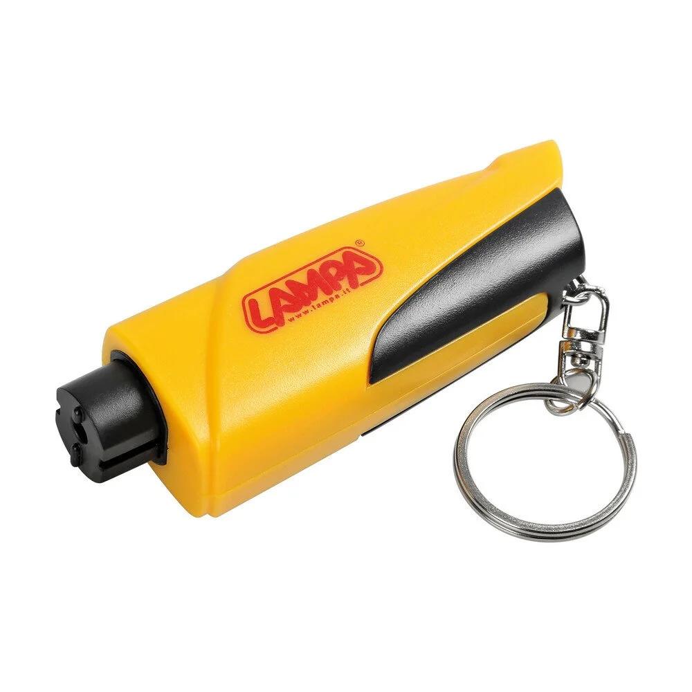 Mini Ciocan de Urgență cu Breloc LAMPA LAM65045, Ideal pentru Spart Geamuri și Tăiat Centuri de Siguranță, Culoare Galbenă