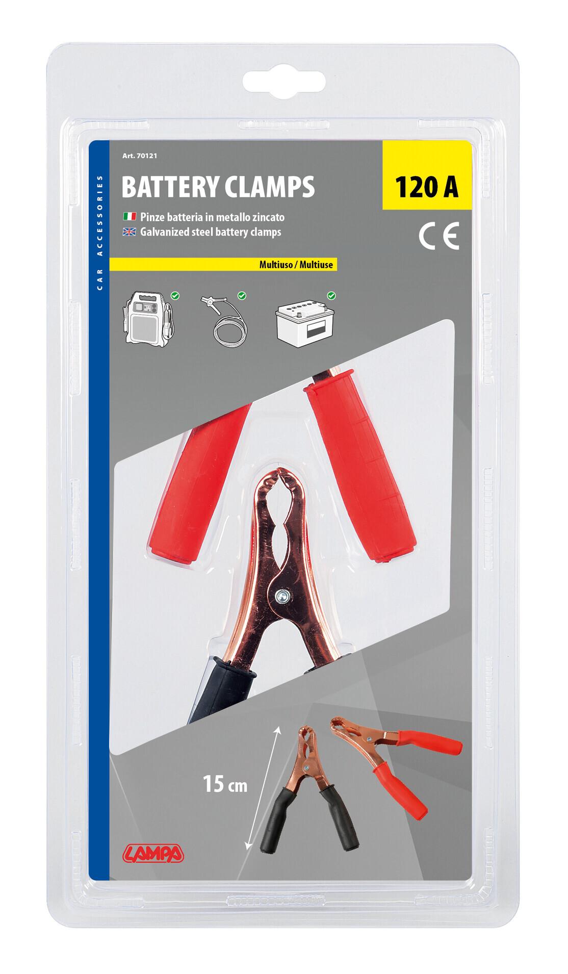 Set de 2 clești pentru baterie LAMPA LAM70121, fără cablu, capacitate maximă de curent 120A