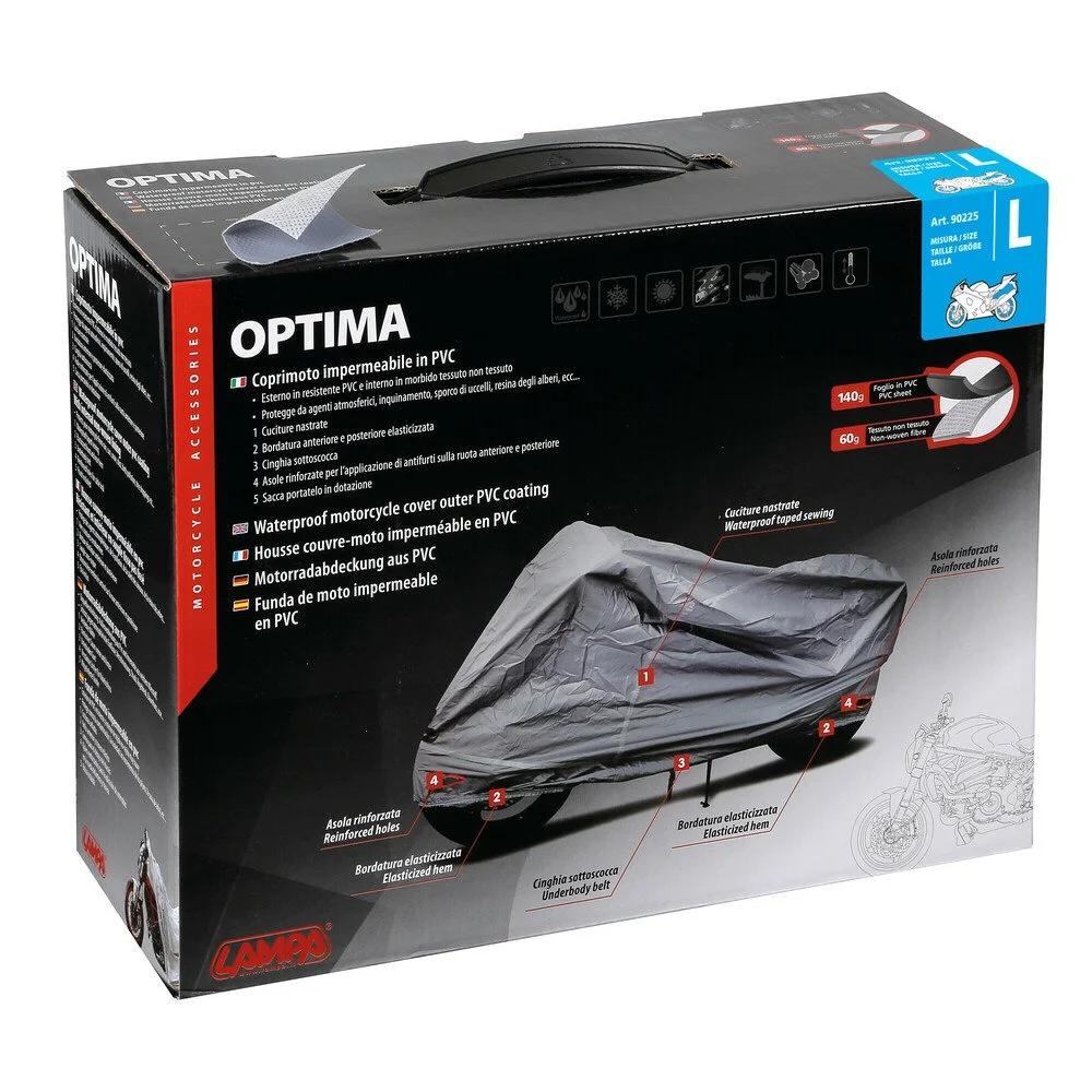 Husă de protecție pentru motociclete și scutere LAMPA Optima LAM90225, mărimea L, impermeabilă, cu tiv elastic, dimensiuni 229 x 125 x 99 cm