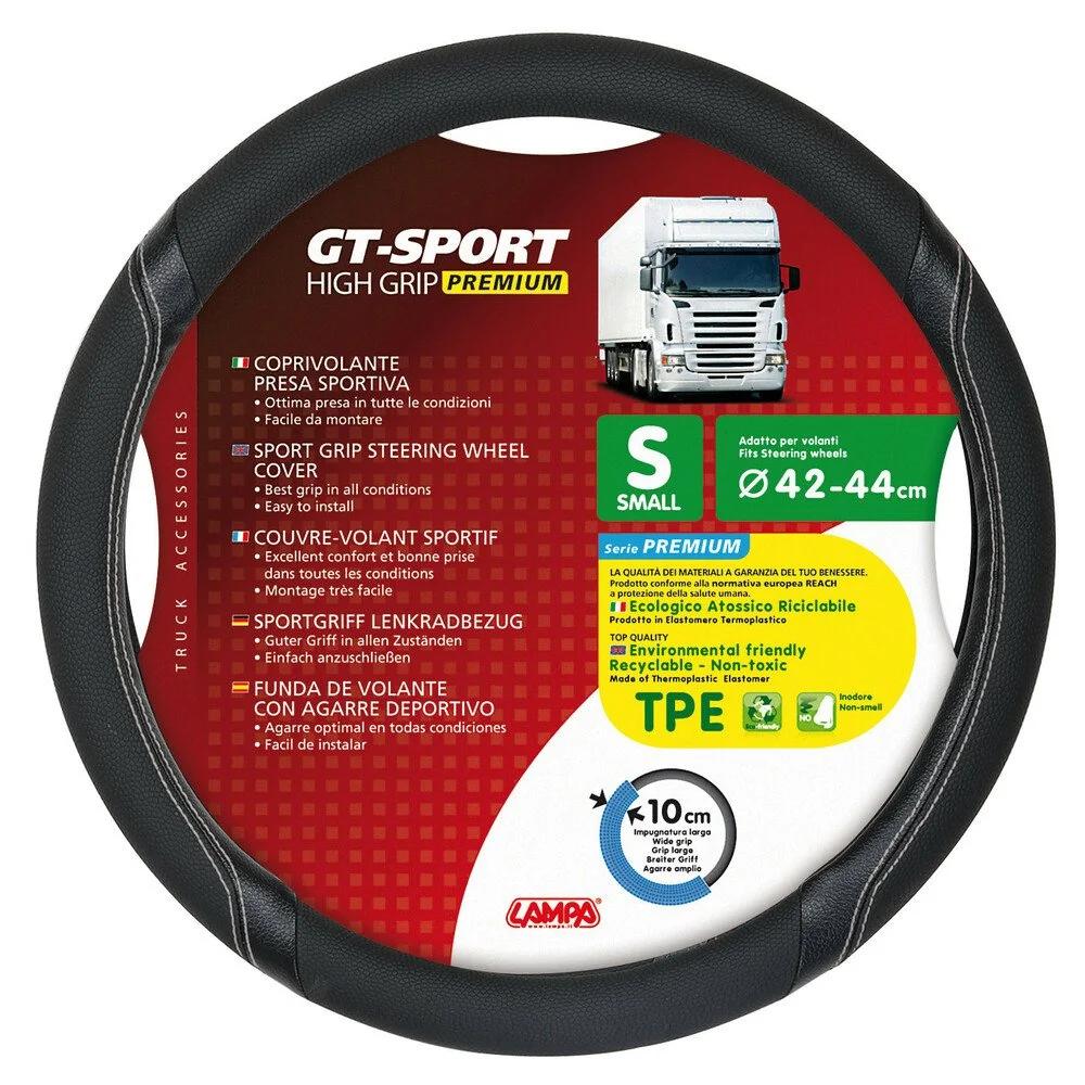 Husă pentru volan camion LAMPA LAM98007, piele ecologică, diametru 42-44 cm, negru și argintiu