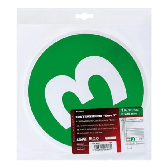 Sticker autoadeziv LAMPA pentru camioane, Euro-Classification LAM98437, norma de poluare Euro 3, diametru 220 mm