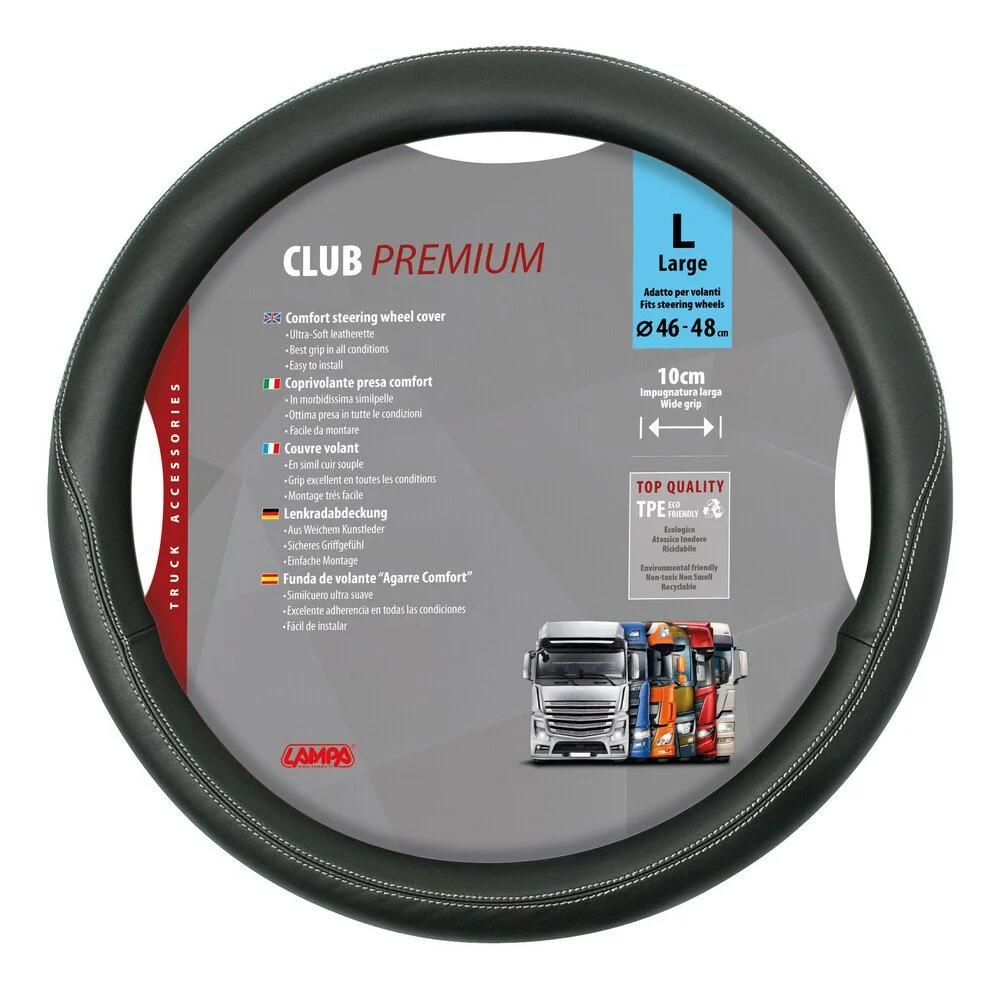 Husă pentru volan de camion LAMPA Club LAM98847, piele ecologică, diametru compatibil 46-48 cm, culoare neagră