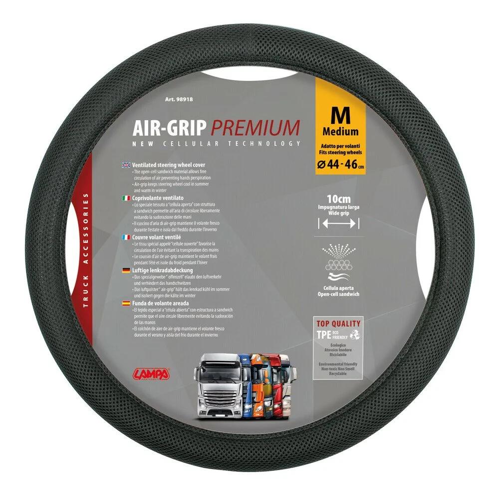 Husă Volan Camion LAMPA Air Grip LAM98918, Material Textil, Compatibilă cu Diametru 44-46 cm, Negru