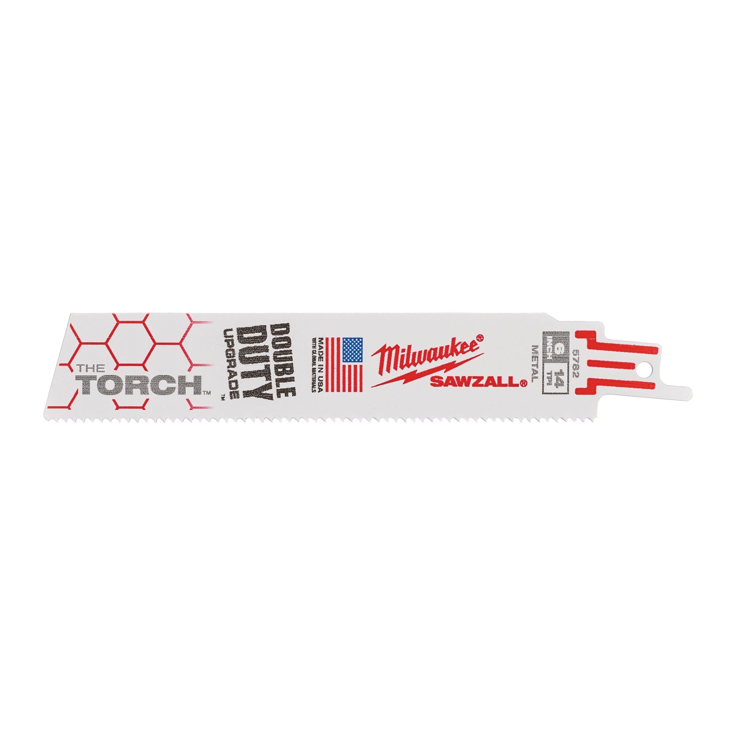 Set de 5 lame de pânză pentru fierăstrău sabie 150 mm x 1,8 mm BiMetal, model Heavy Duty TORCH™, ideale pentru demolare - Milwaukee, cod 48005782