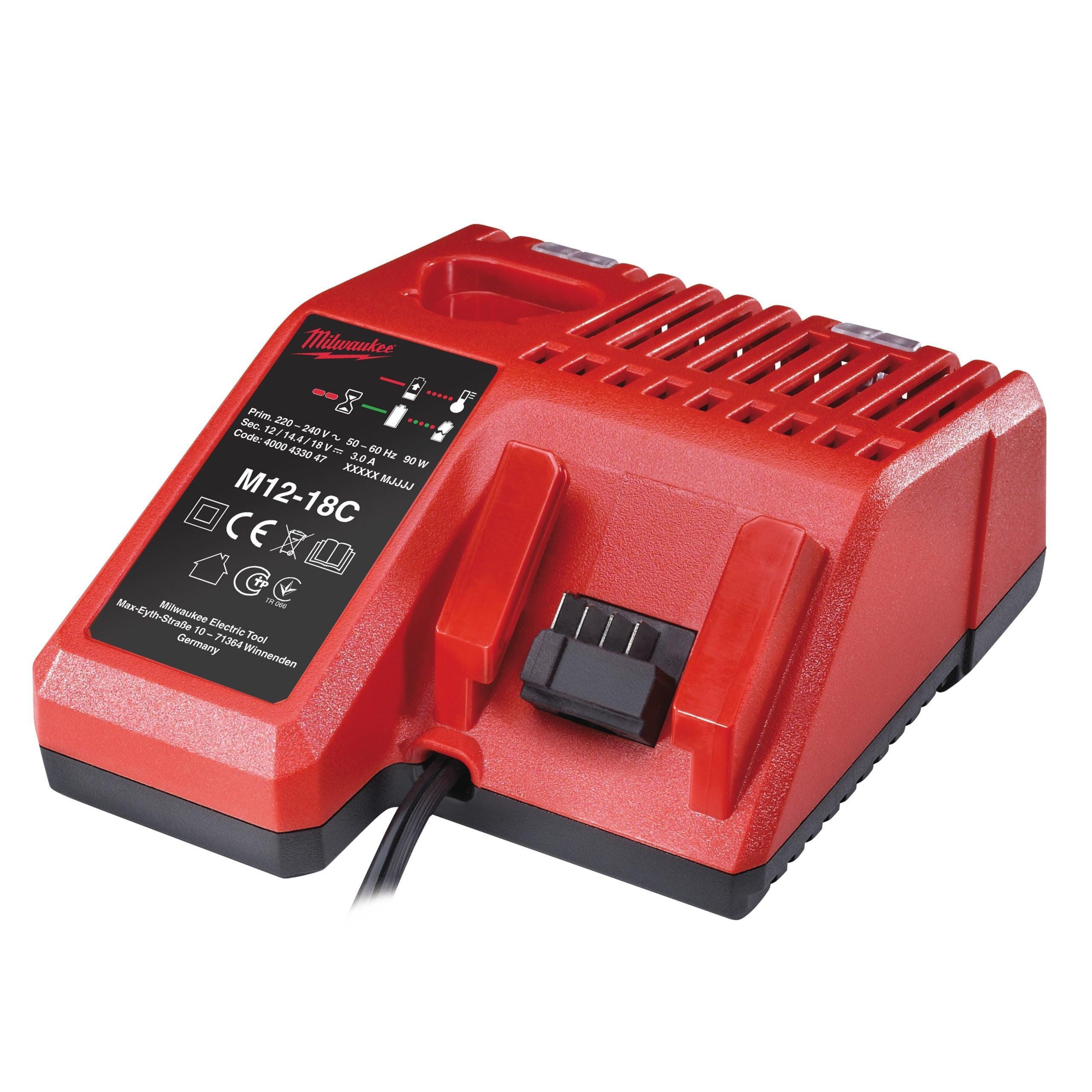 Încărcător Milwaukee pentru baterii M12 și M18, model 4932352959