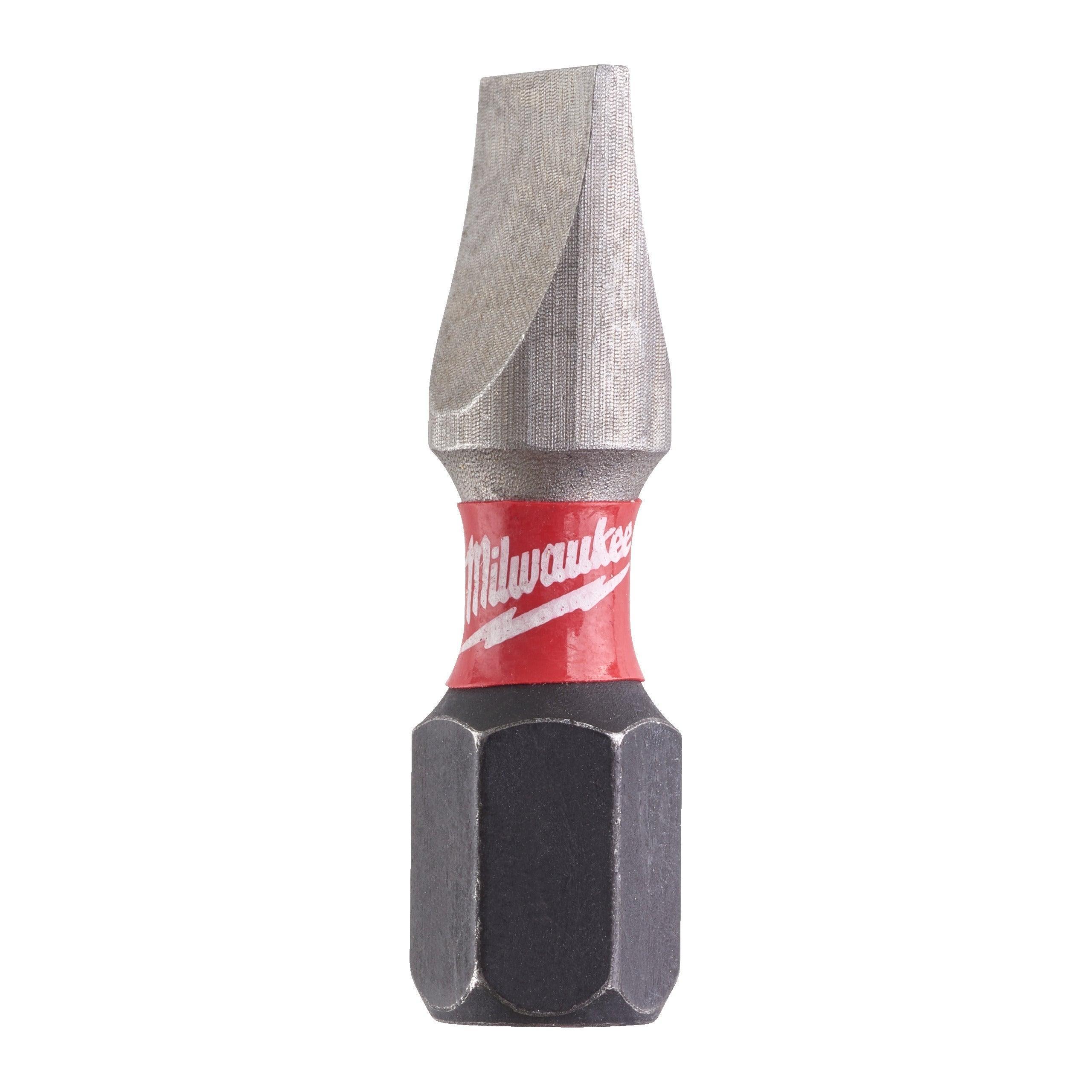 Biți pentru șurubelnițe Milwaukee SHOCKWAVE™ IMPACT DUTY, 1,2 x 6,5 mm, 25 mm, set 2 bucăți, cod 4932430903