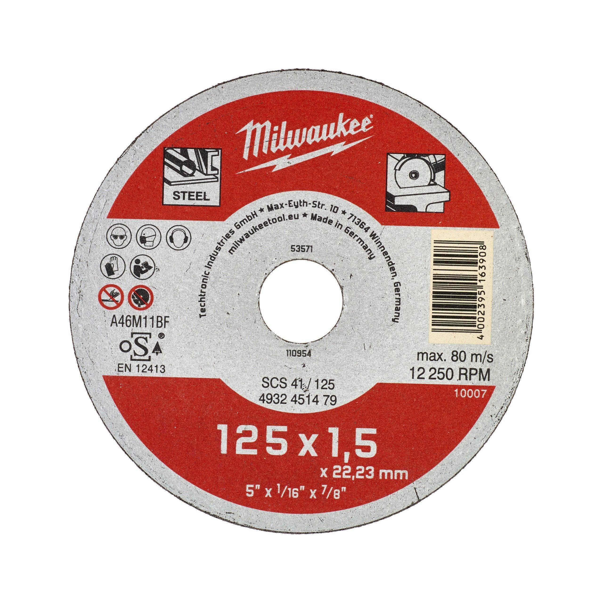 Discuri de Debitare pentru Metal Milwaukee 125x1,5 mm - Seria Contractanți, Cod 4932451479