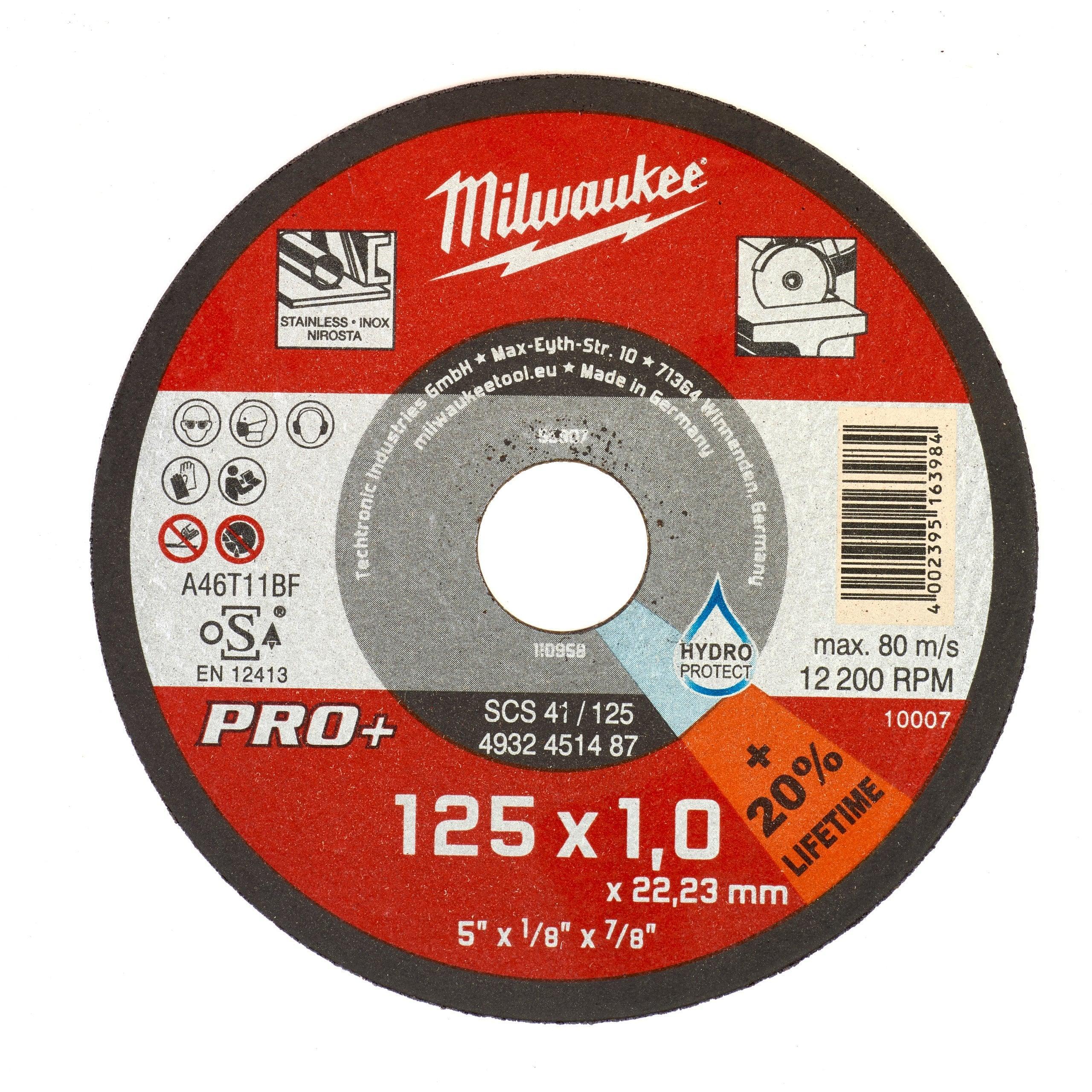 Disc de tăiere metal plat Milwaukee SC41 PRO+, dimensiuni 125mm x 1mm, cod 4932451487
