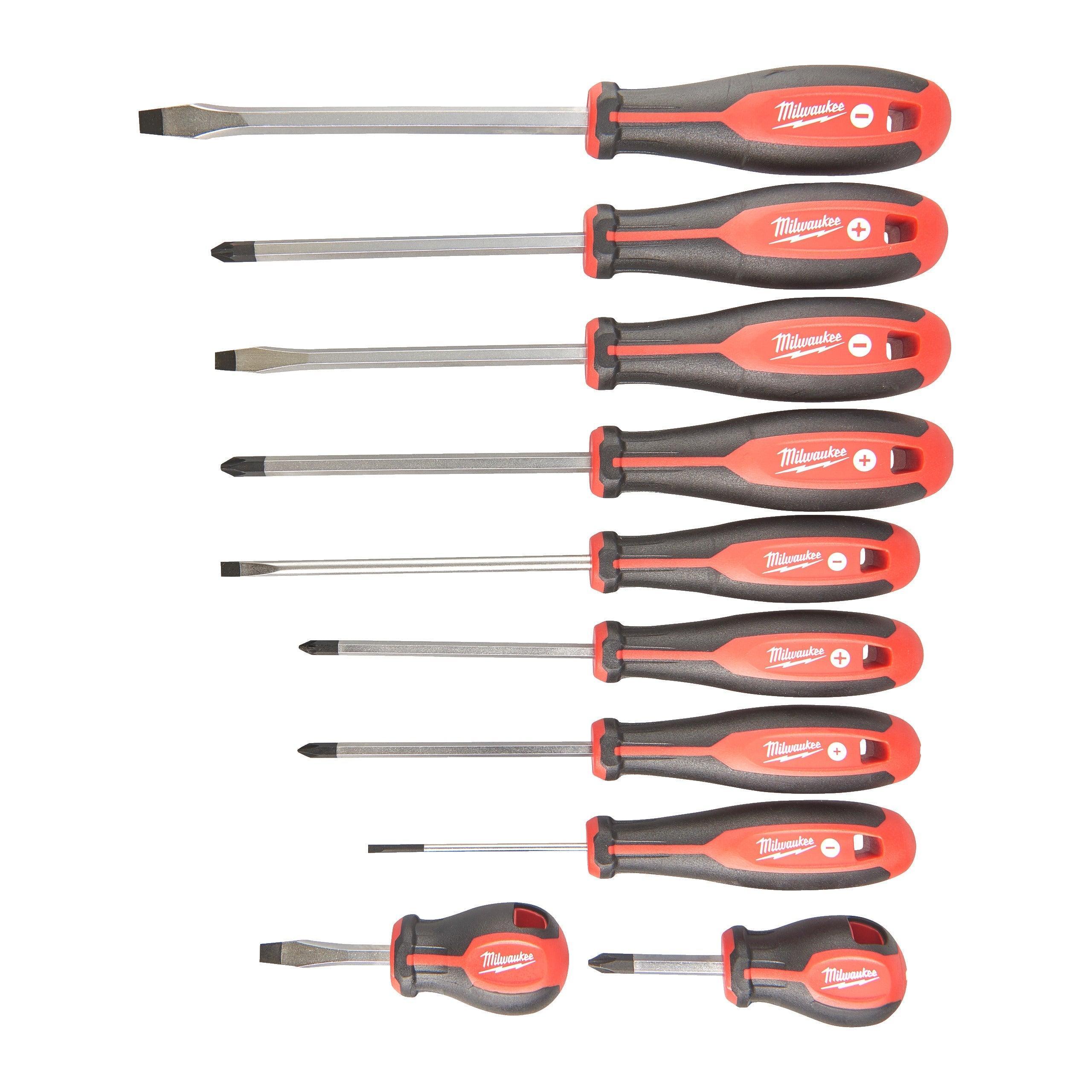Set de 10 șurubelnițe Milwaukee: PZ1, PZ2, PH1, PH2, SL3, SL5.5, SL6.5, SL8, Cod 4932471808