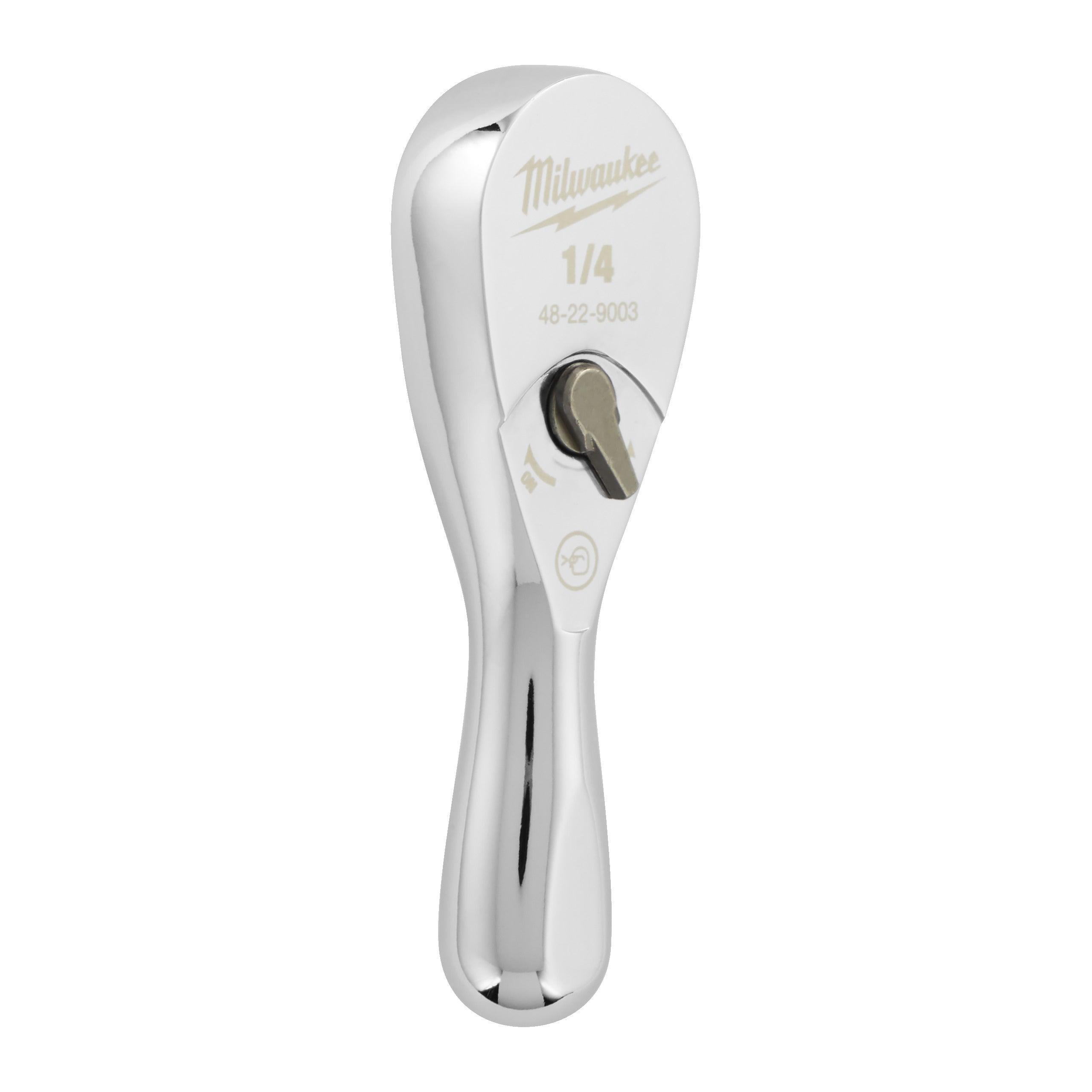 Cheie cu clichet Milwaukee cu cap pătrat de 1/4 inch, lungime 76 mm, cod produs 4932479646