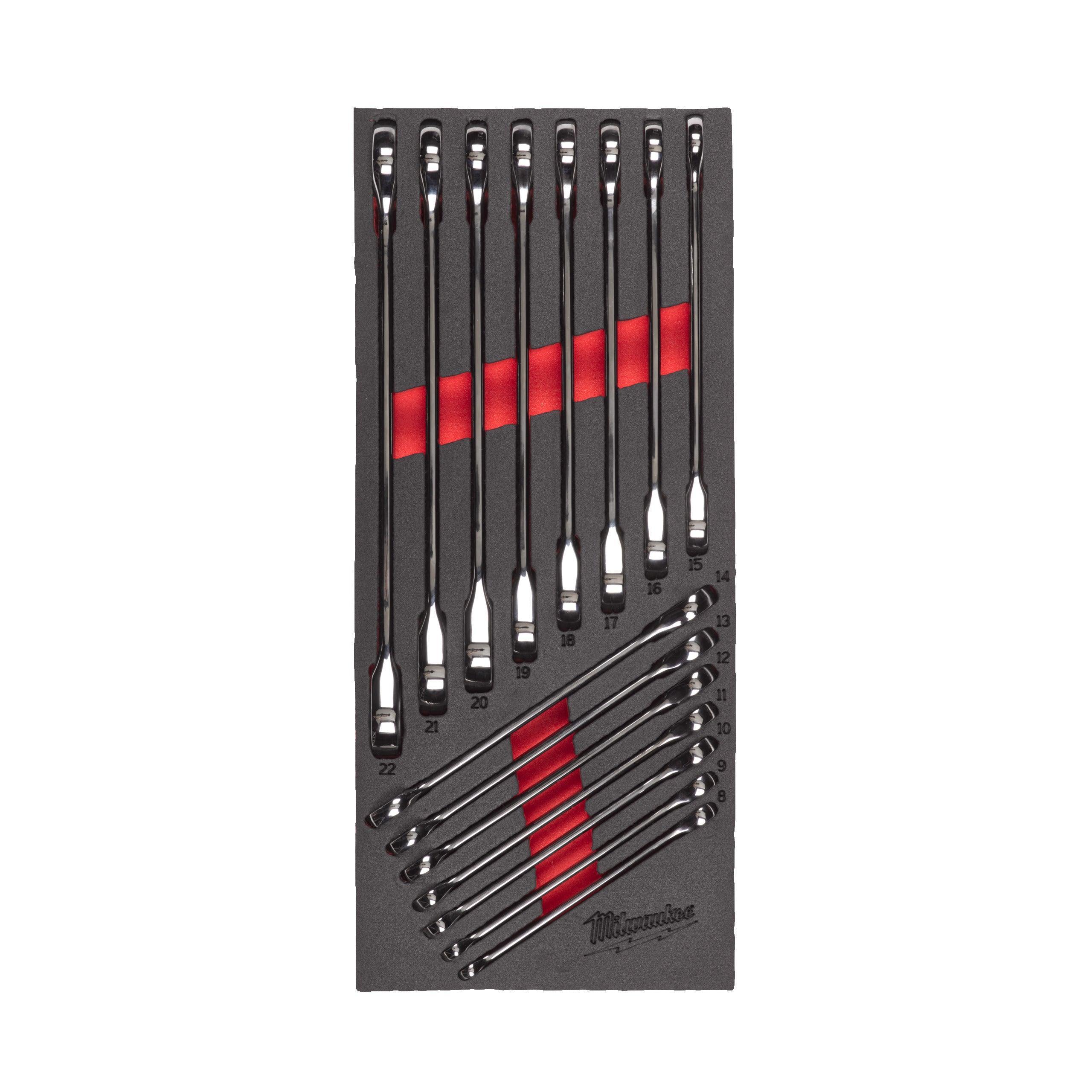 Set de 15 Chei Combinate MAX BITE cu Inserție de Spumă, Milwaukee, Cod 4932479828