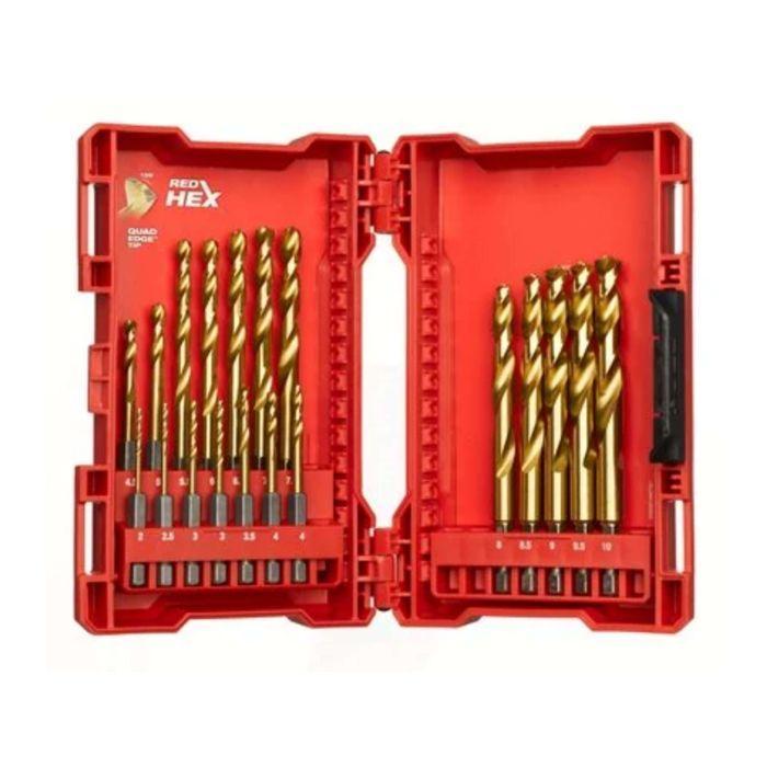 Set de 19 Burghie pentru Metal Milwaukee SHOCKWAVE™ HSS-G TIN RED HEX, Cod 4932493866