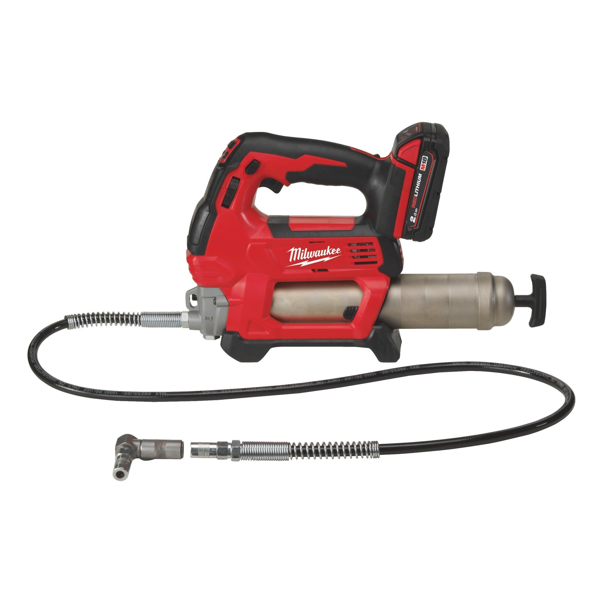 Pistol de gresat Milwaukee M18™ M18GG-201C, cu acumulator M18 B2, încărcător M12-18 C și cutie de transport din plastic, cod 4933440490