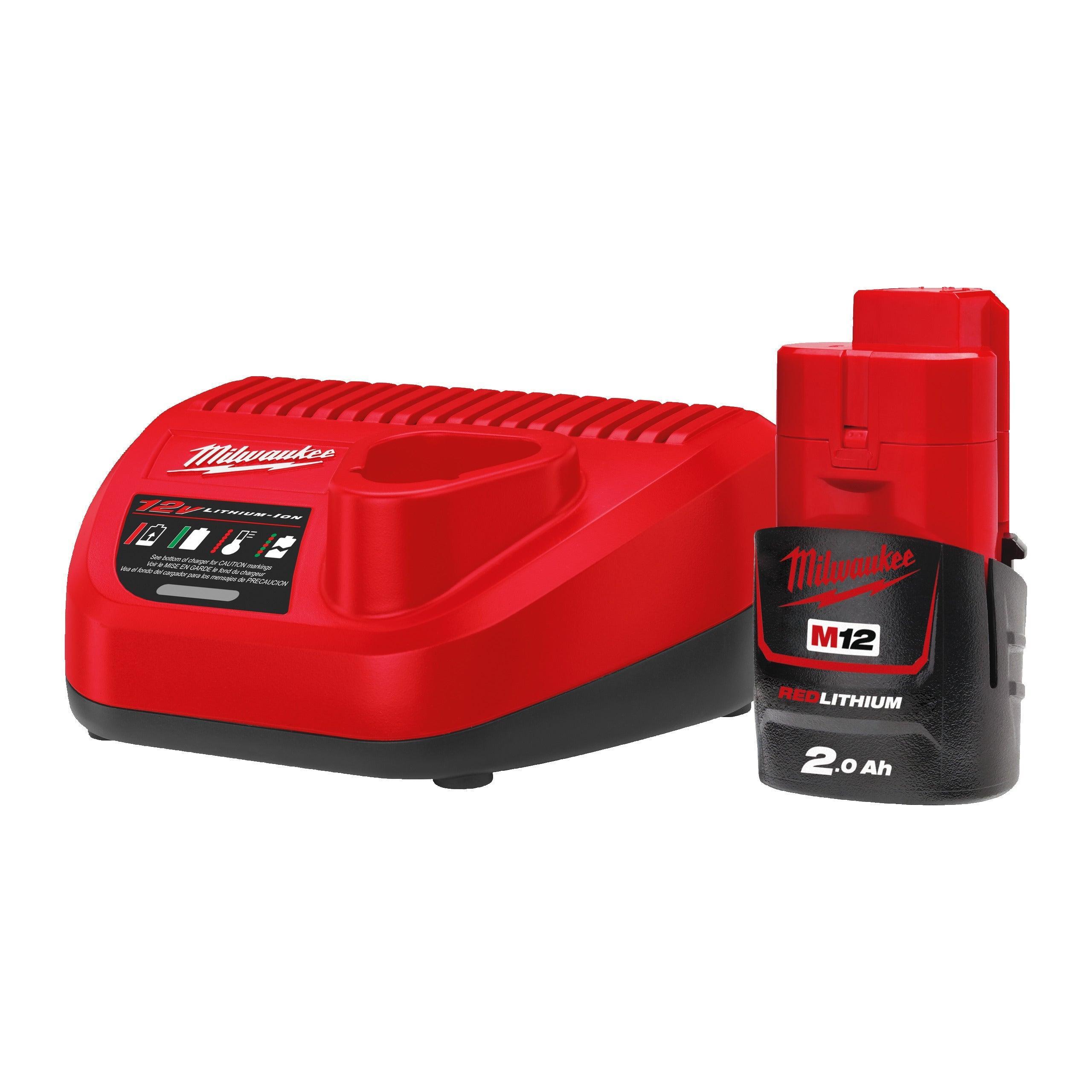 Set de Energie Milwaukee M12 NRG-201: Include 1 Acumulator M12 B2 de 2,0Ah și 1 Încărcător C12 C, Cod 4933451900