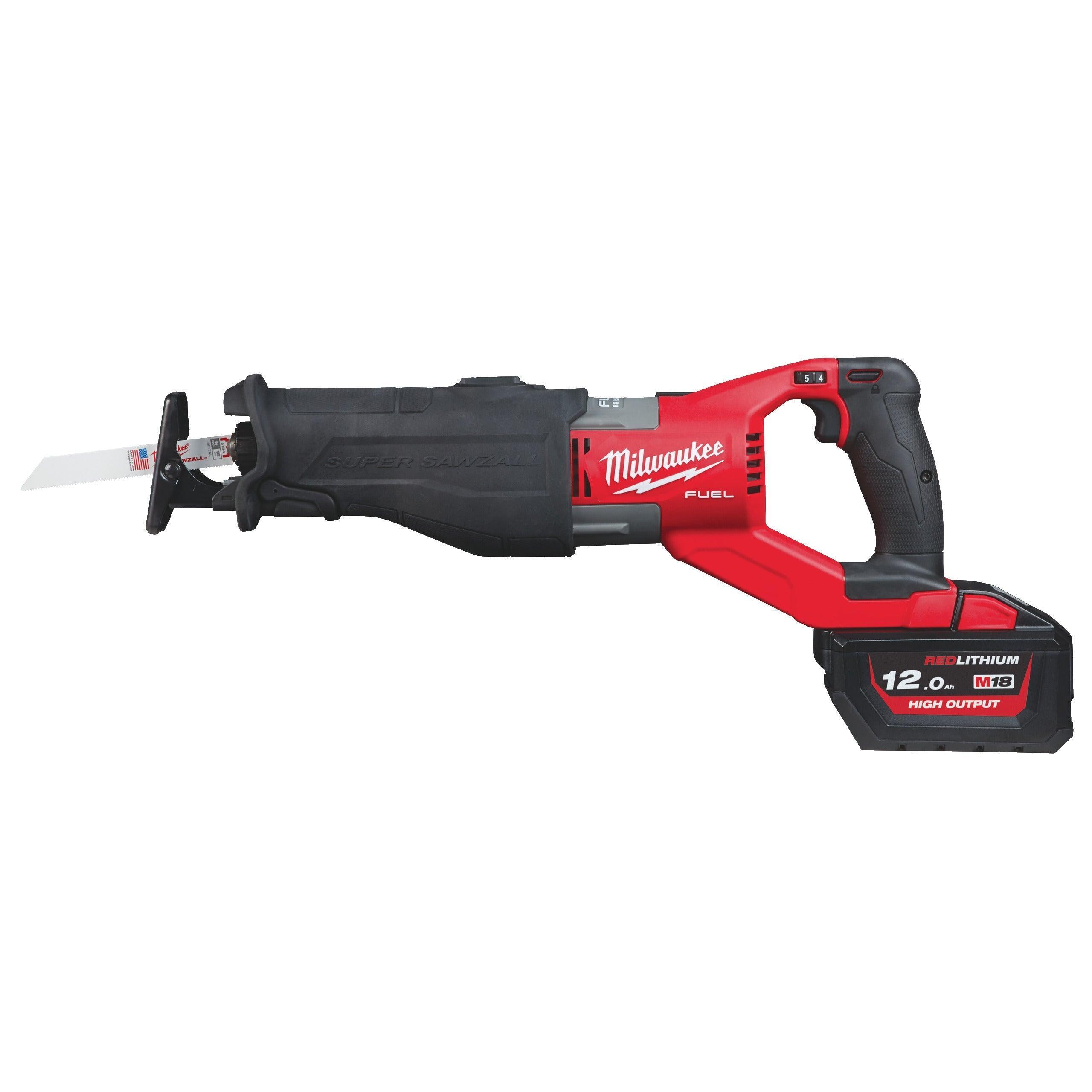 Fierăstrău Sabie Milwaukee M18 FUEL™ Super SAWZALL™ M18FSX-121C, cod 4933464484, cu acumulator M18 HB12, încărcător M12-18 FC și cutie de transport din plastic