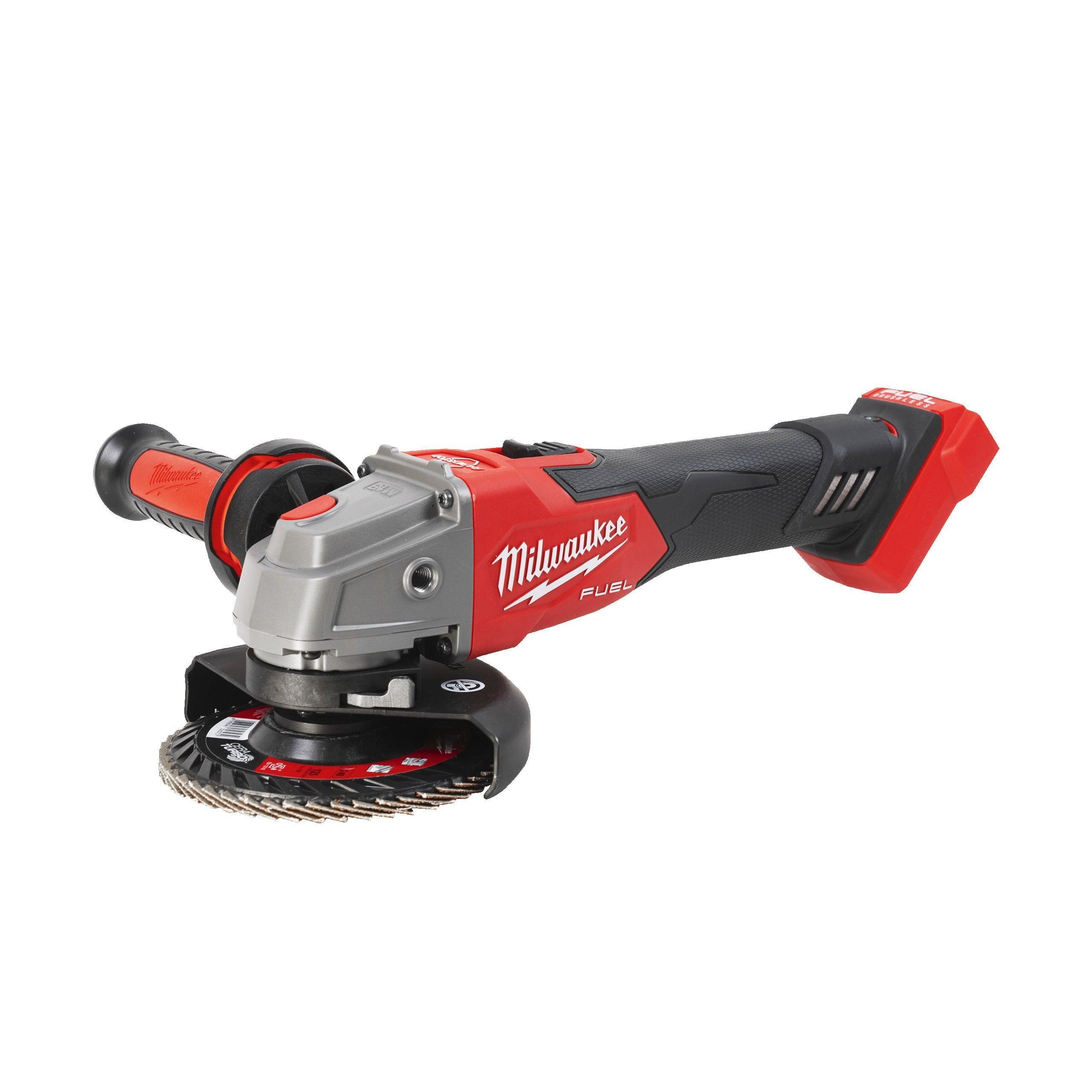 Polizor unghiular cu turație variabilă Milwaukee M18 FSAGV125XB-0X, 125 mm, cu frânare și comutator culisant, FUEL™ - fără acumulator și încărcător, cutie HD inclusă, cod produs 4933478436 - CADOU: 10 discuri pentru metal cod 4932451487
