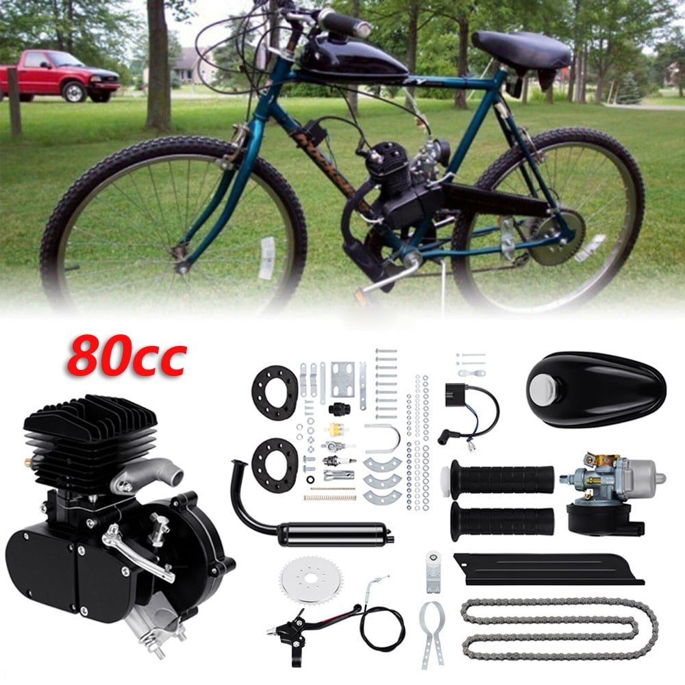 Kit motor 80cc pentru bicicletă, 2 timpi (Negru)