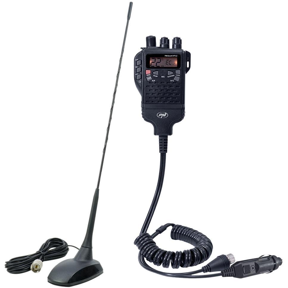 Pachet Stație Radio CB PNI Escort HP 62 și Antenă PNI Extra 48 cu Magnet Inclus, Funcții ASQ și RF Gain, Cod Produs PNI-HP62-48