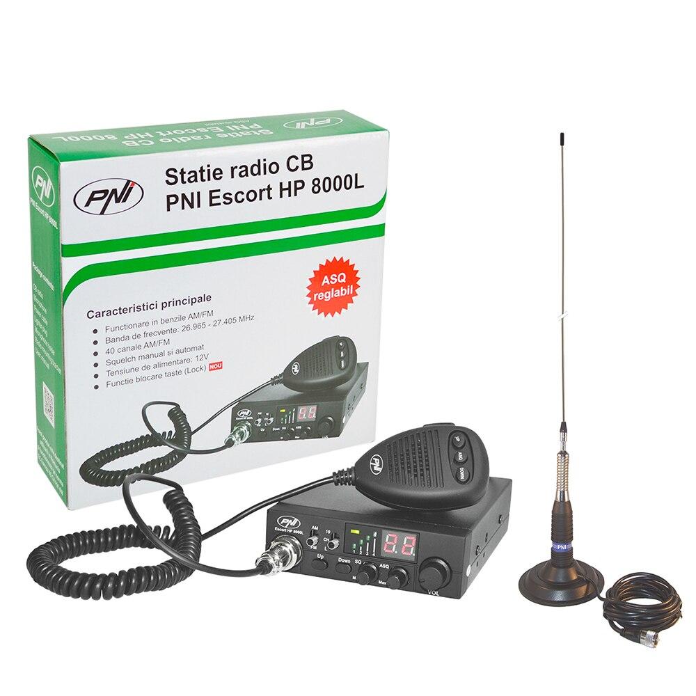 Kit Stație Radio CB PNI Escort HP 8000L ASQ cu Antenă CB PNI ML160 și Bază Magnetică