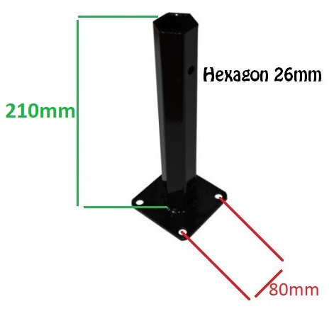 Manicot roată motocultor cu bază pătrată (h 210mm - hexagon 26mm)