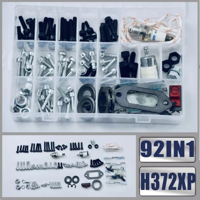 Set de 92 bucăți accesorii, piulițe și șuruburi pentru drujba Husqvarna 365, 371, 372