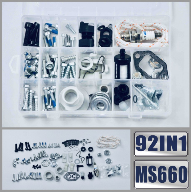 Set 92 piese piulițe, șuruburi și accesorii pentru drujbă compatibile cu Stihl MS 440, 660