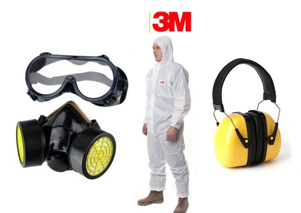 Kit accesorii atomizor (ochelari, mască de respirație, cască antifonică, combinezon)