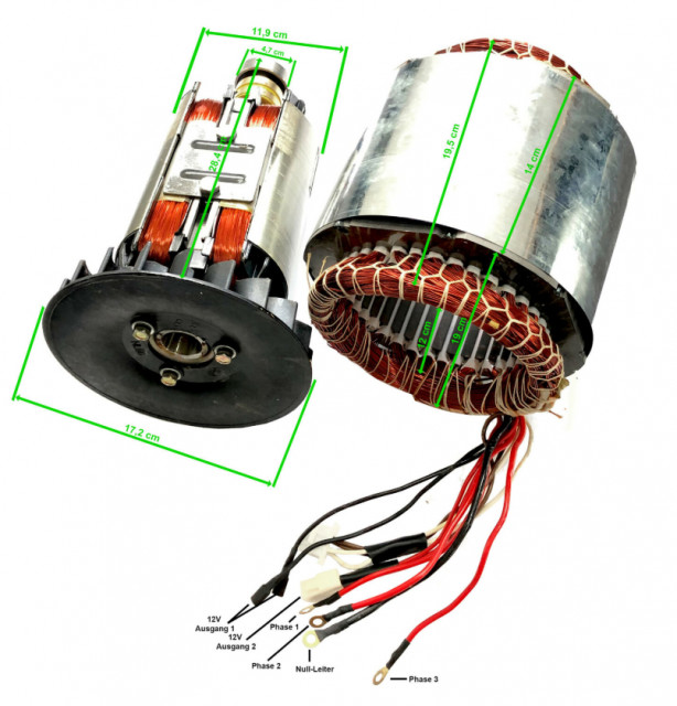Stator și Rotor generator 5-6 KW (Gx 390, 188) Cupru (Trifazic)