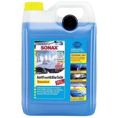 Lichid de Parbriz Concentrat pentru Iarnă, SONAX Antifreeze and Clear View, 5 Litri, Parfum de Lămâie