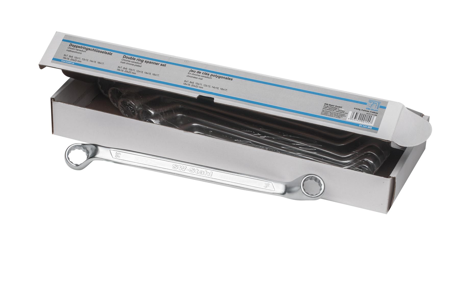 Set de 8 chei inelare duble offset, dimensiuni 6-22 mm
