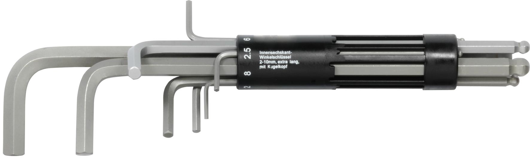 Set de 8 chei hexagonale cu cap sferic, dimensiuni 2-10 mm
