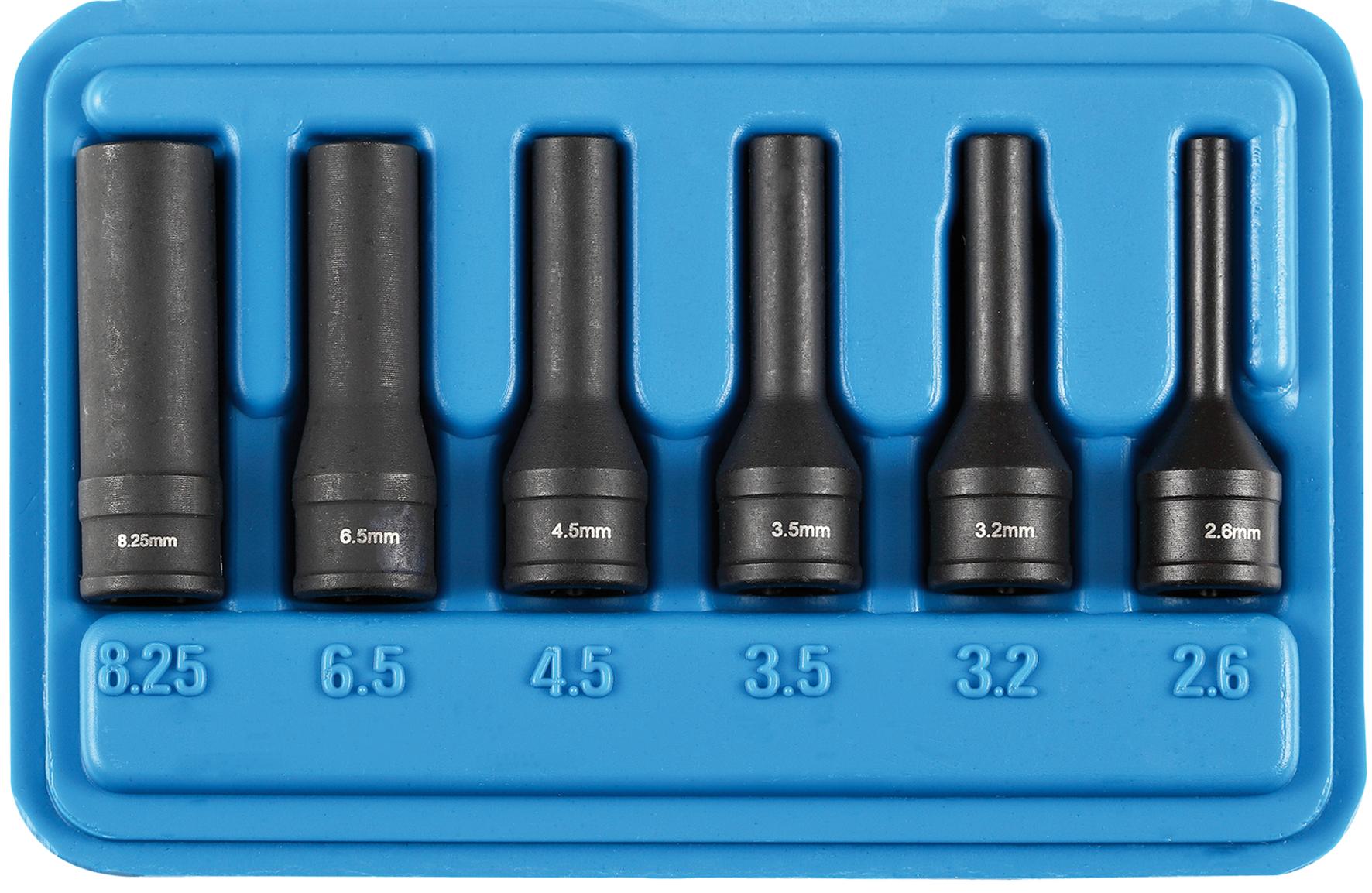 Set de 6 inserții cu caneluri spiralate, dimensiune 1/4