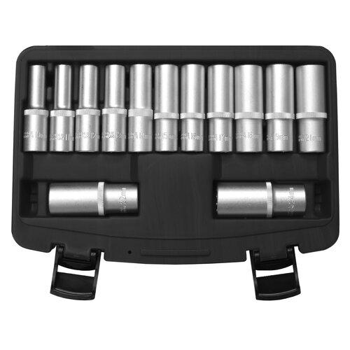 Set de 13 chei tubulare SW-Stahl SW05632L, pătrat de antrenare 1/2 inch, dimensiuni 10-24 mm, oțel crom-vanadiu