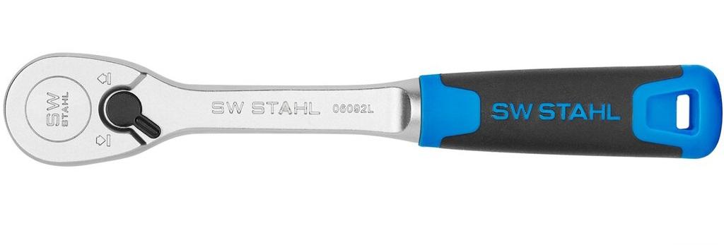 Cheie cu clichet reversibil SW-Stahl SW06092L, pătrat 1/2 inch, lungime 273 mm, cuplu maxim 1075 Nm, oțel crom-vanadiu, mâner de plastic