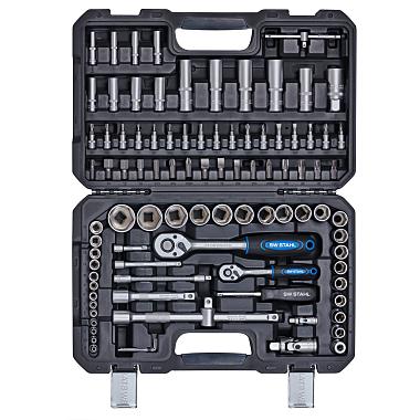 Set de 97 de scule SW-Stahl SW07797L, cu antrenor de 1/4 inch și 1/2 inch, chei clichet reversibile, chei tubulare, chei combinate și biți pentru înșurubare