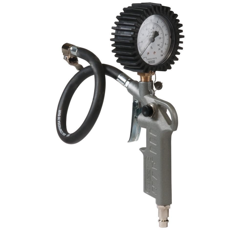 Pistol de Aer Comprimat SW-Stahl SW25032L pentru Umflat Roți, Presiune Maximă 10 Bar, Furtun de 300 mm, cu Manometru