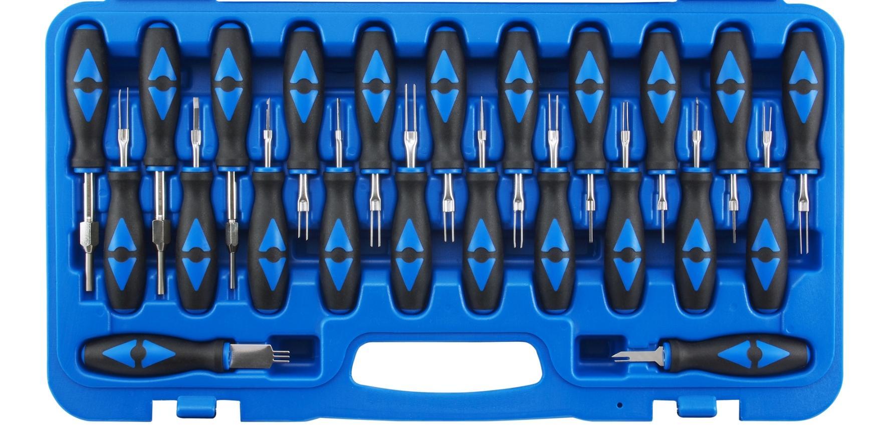 Set de 23 de scule pentru deblocare conectori electrici SW-Stahl SW32160L, compatibile cu contacte rotunde și plate